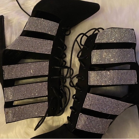 Rhinestone Lace Up Booties - Picture 12 of 12